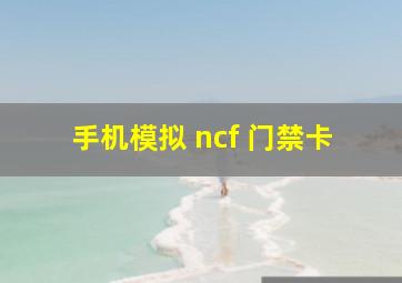 手机模拟 ncf 门禁卡